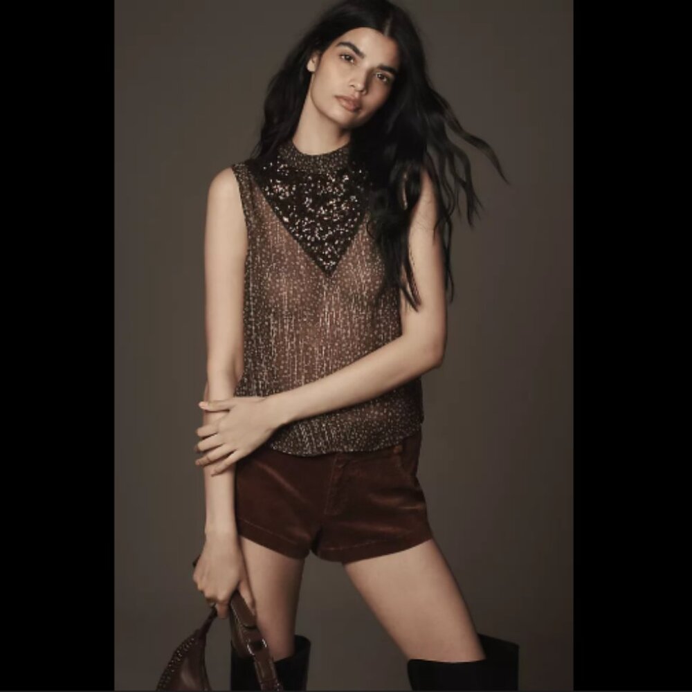 Brand New Bl-nk Janetta High-Neck Sequin Tank